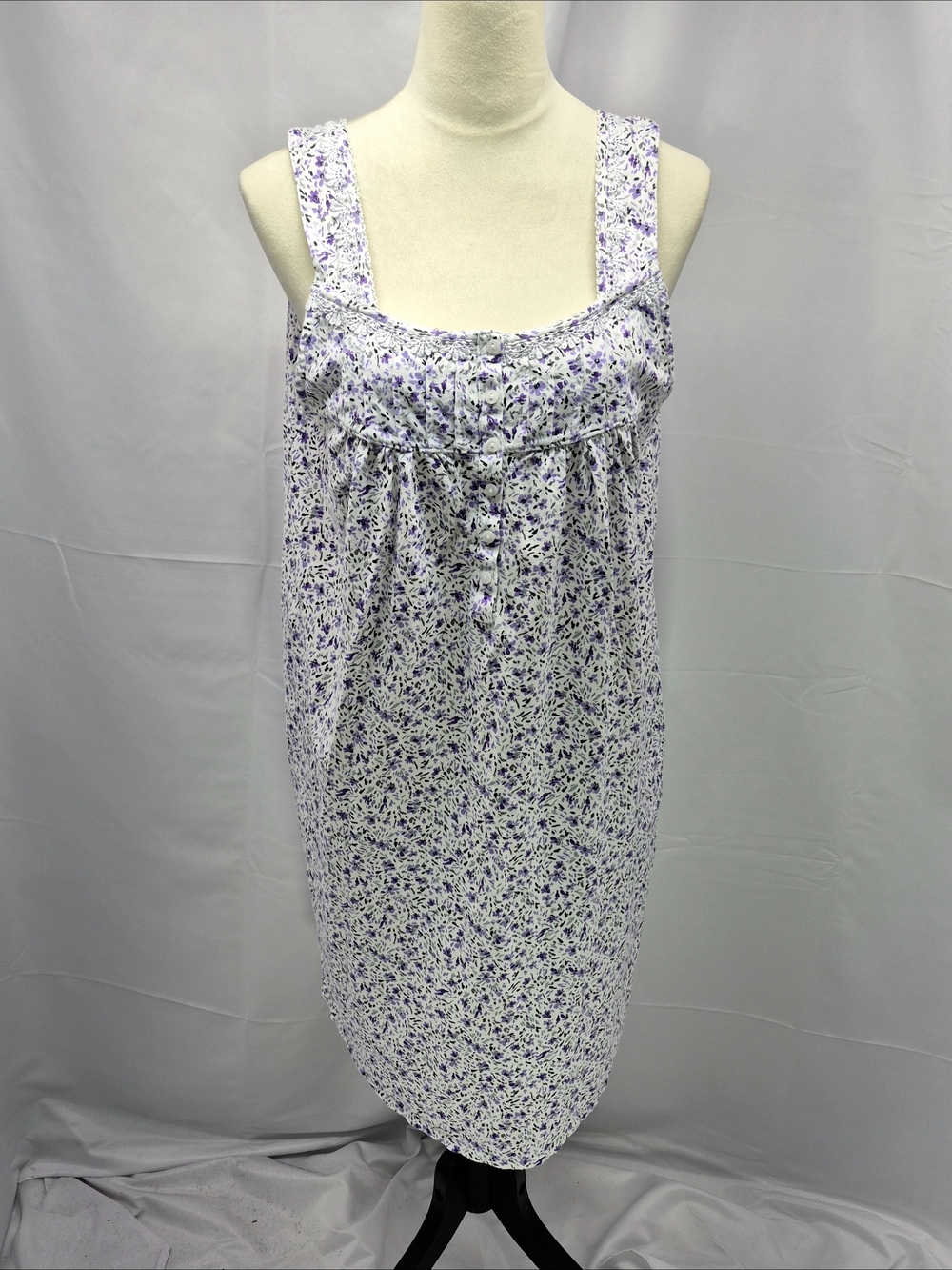 NWOT Aria 100% Cotton Sleeveless Floral Nightgown Cottagecore XL Sleepwear
